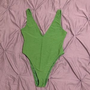 Forever 21 green ribbed one piece swim swimsuit